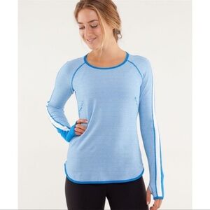 lululemon athletica Light Blue Long Sleeve Tee with Bright Blue Trim